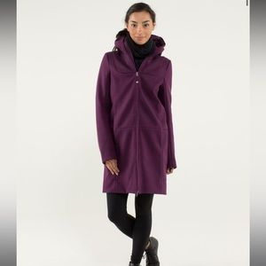 Lululemon City Softshell *Tweed Long Hooded Jacket, sz 4,  Plum Colour